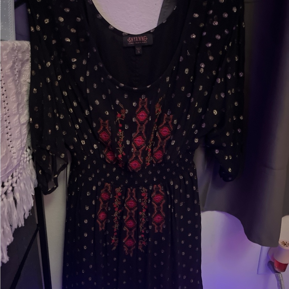 Shyanne Black Dress with Red and White Accents